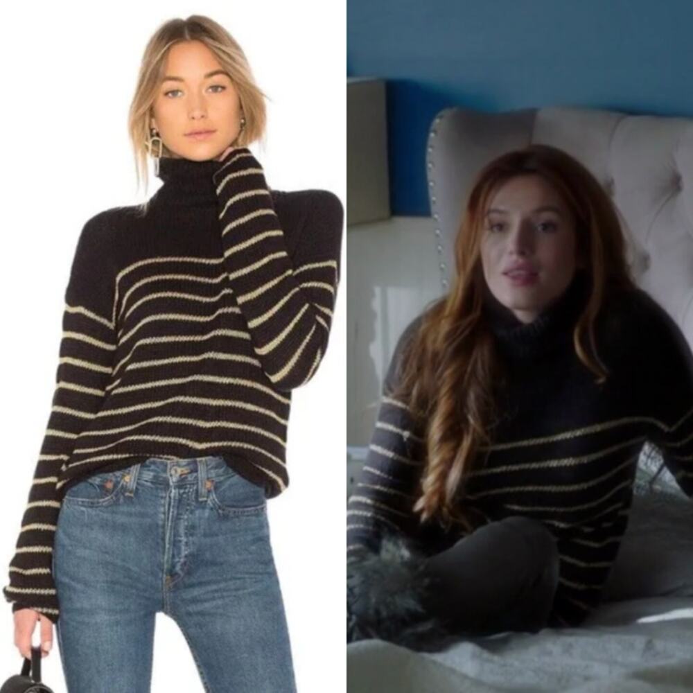 A.L.C Elisa Metallic Stripe‎ Turtleneck Sweater XS Worn on TV Bella Thorne
